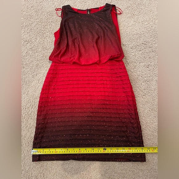 Women's R&M RICHARDS red glitter ruffled sleveless MiniDress - Picture 7 of 11